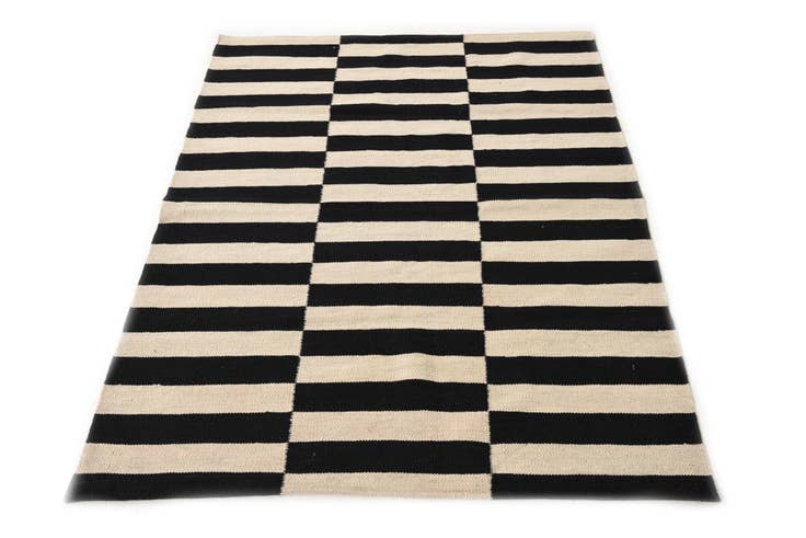 Detail image of 3' 7 x 4' 9 Hand Woven Kilim Modern Wool Rug