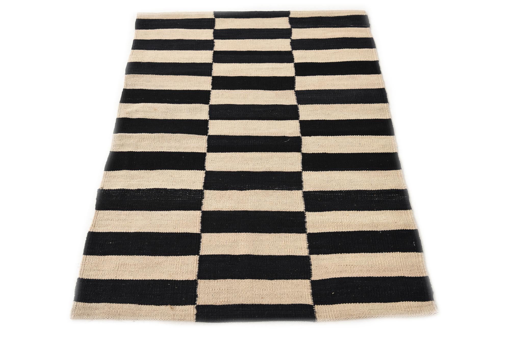 2' 8 x 3' 10 Hand Woven Kilim Modern Wool Rug