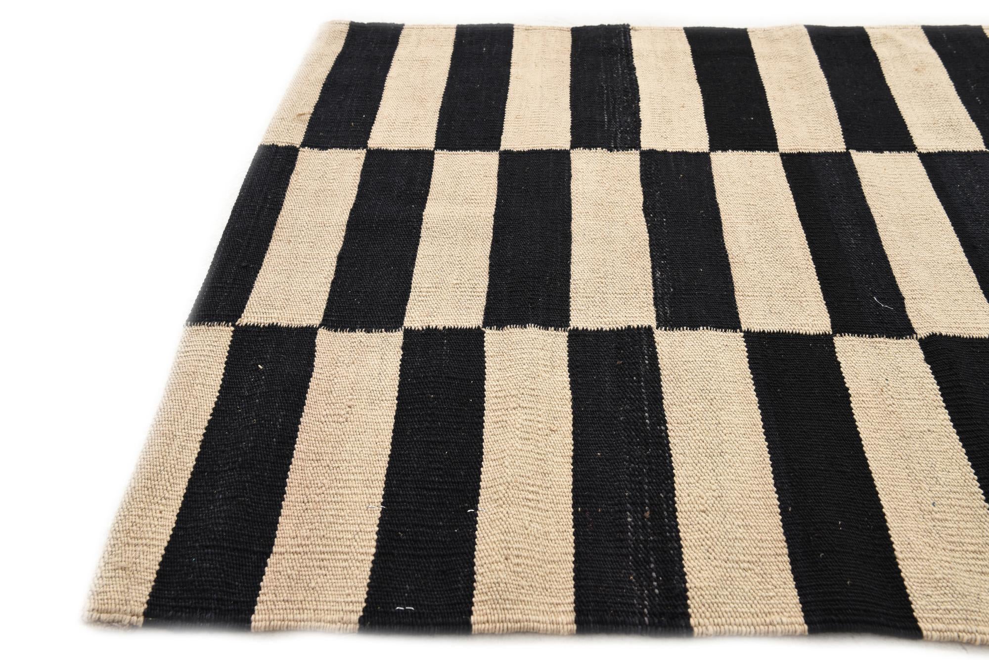 2' 8 x 3' 10 Hand Woven Kilim Modern Wool Rug