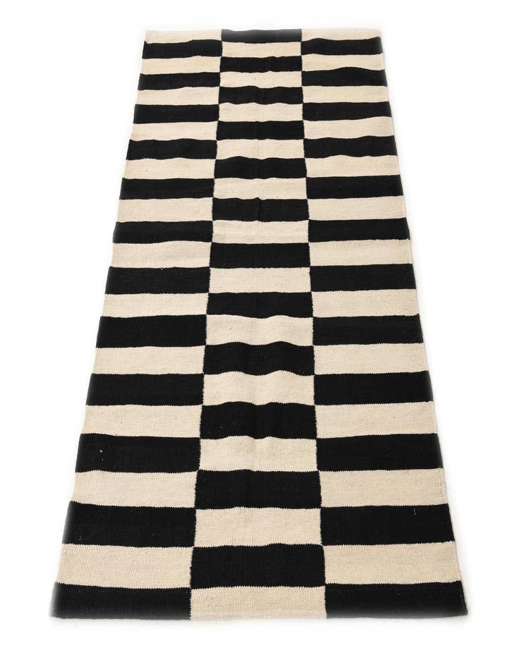 Detail image of 3' 4 x 4' 10  Hand Woven Kilim Modern Wool Rug