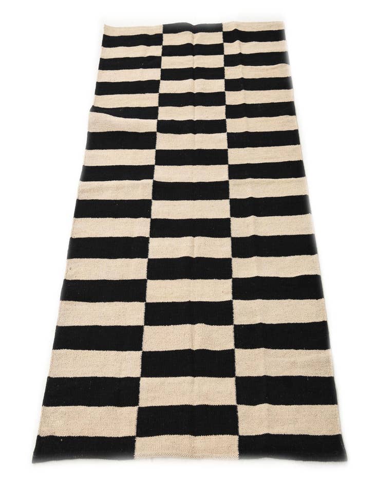 Detail image of 3' 4 x 4' 10  Hand Woven Kilim Modern Wool Rug