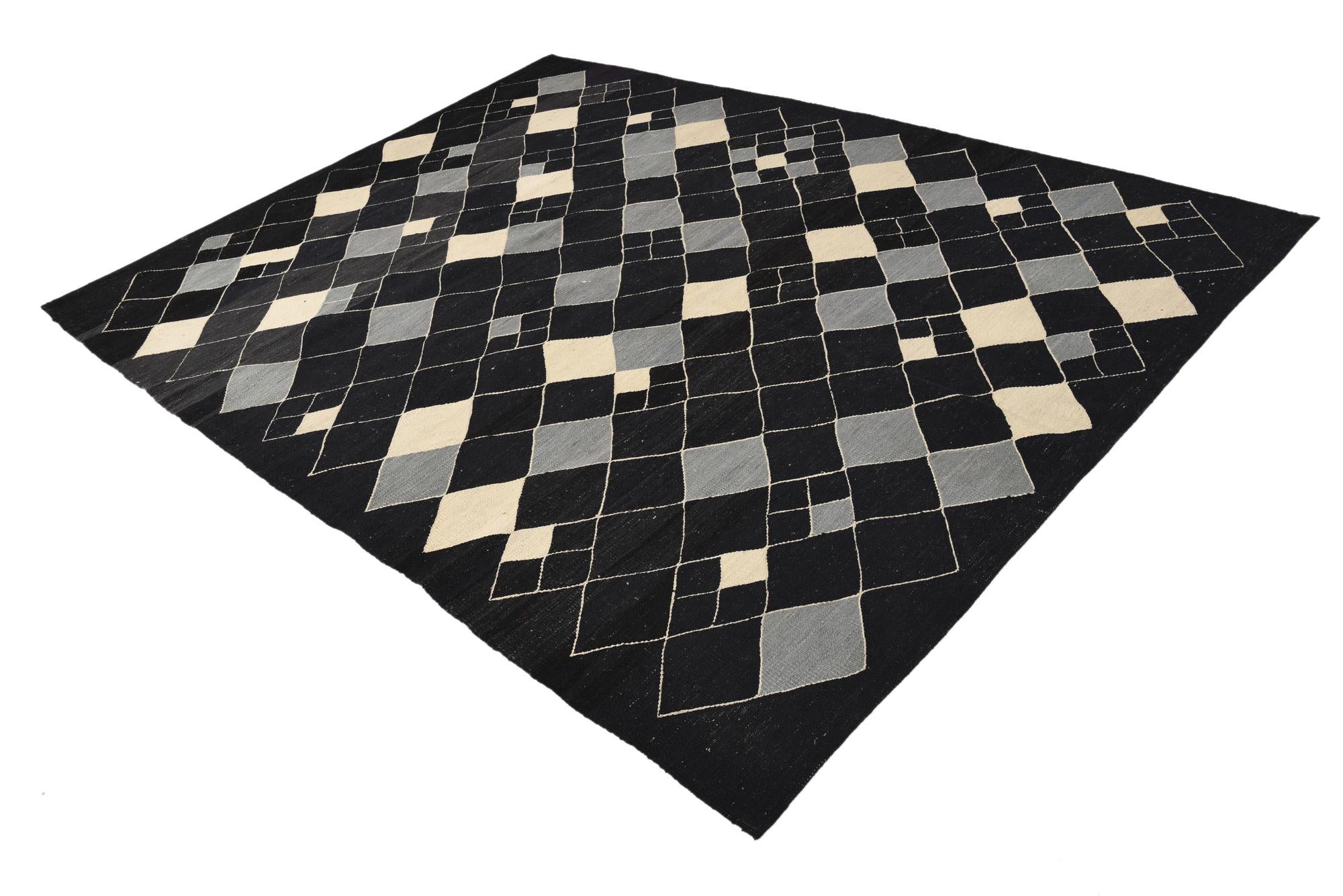 7' 2 x 9' 5 Hand Woven Kilim Modern Wool Rug