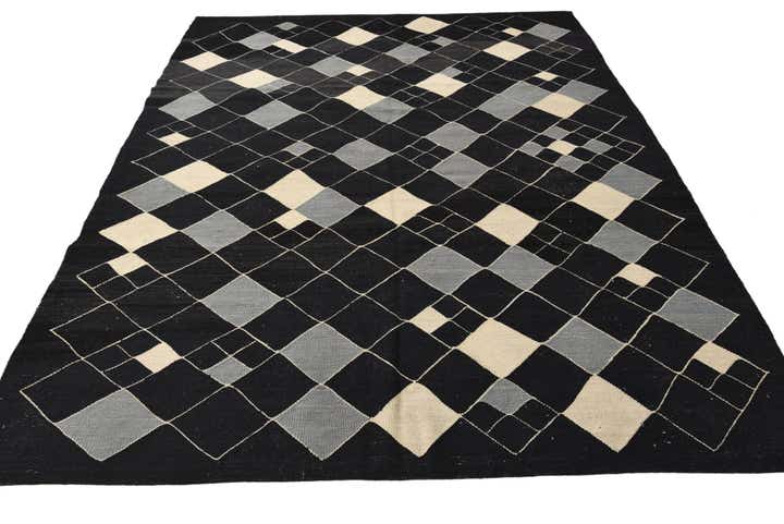 7' 2 x 9' 5 Hand Woven Kilim Modern Wool Rug