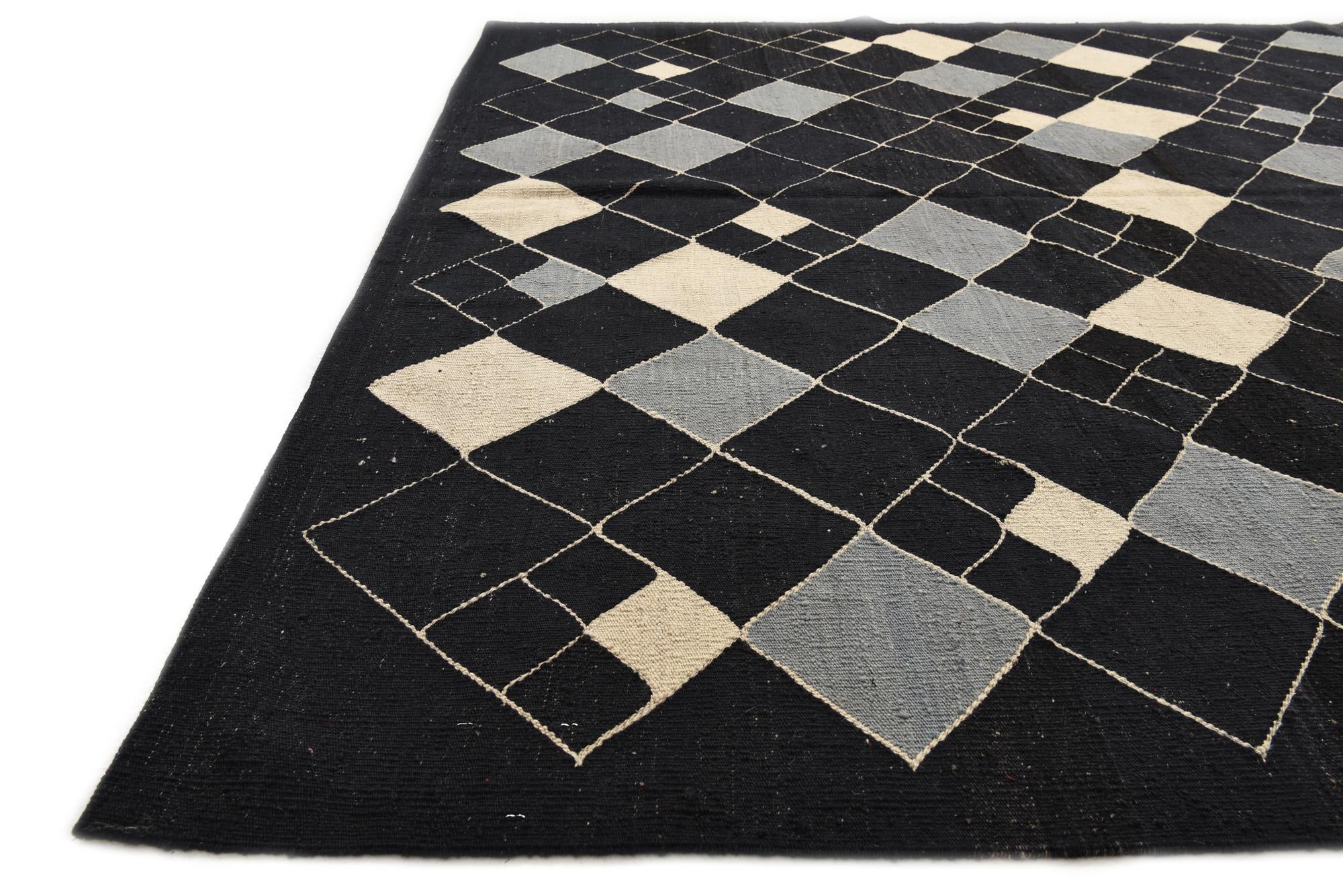7' 2 x 9' 5 Hand Woven Kilim Modern Wool Rug