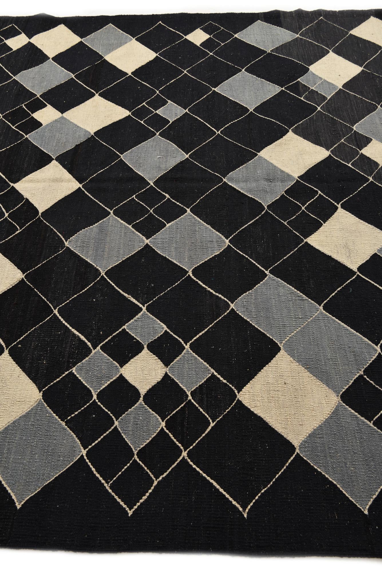 7' 2 x 9' 5 Hand Woven Kilim Modern Wool Rug