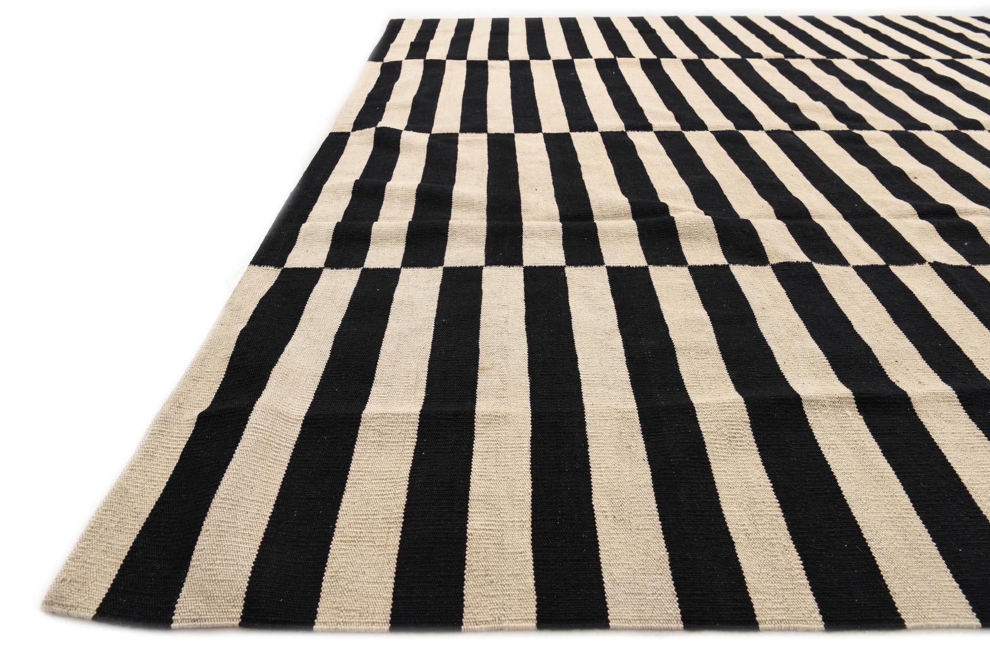 8' 7 x 11' 3 Hand Woven Kilim Modern Wool Rug