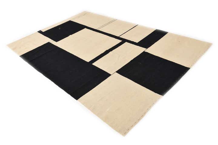 6' 4 x 9' 8 Hand Woven Kilim Modern Wool Rug