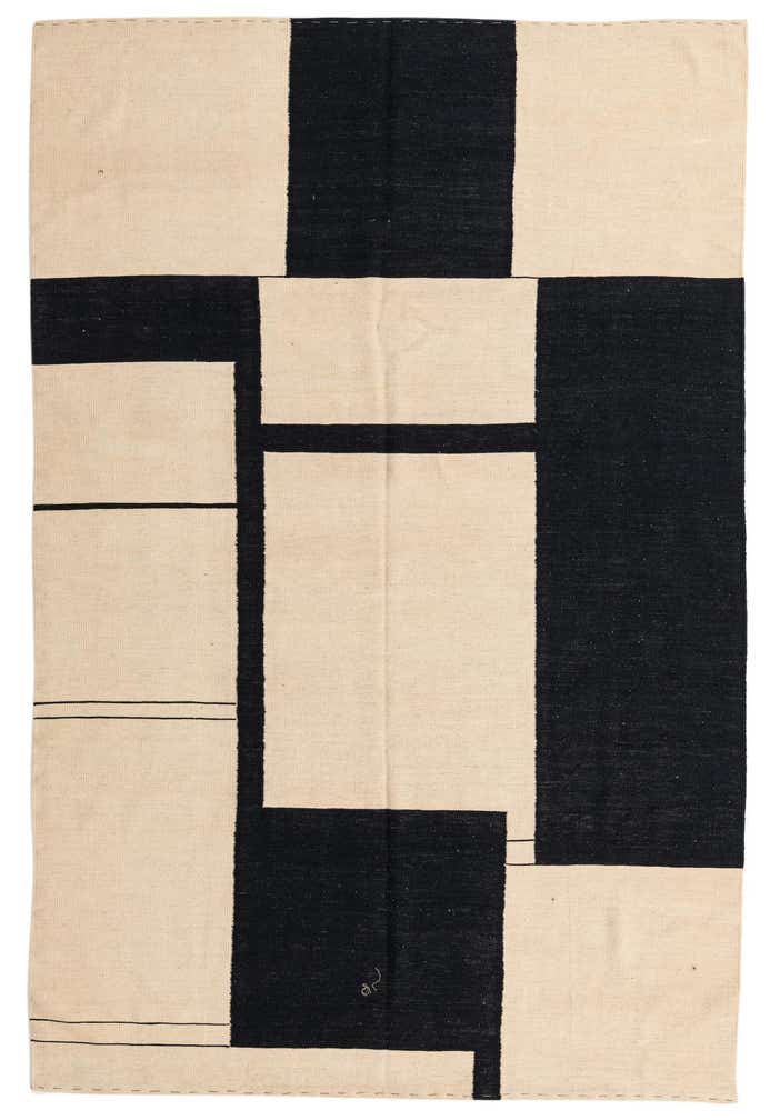6' 4 x 9' 8 Hand Woven Kilim Modern Wool Rug