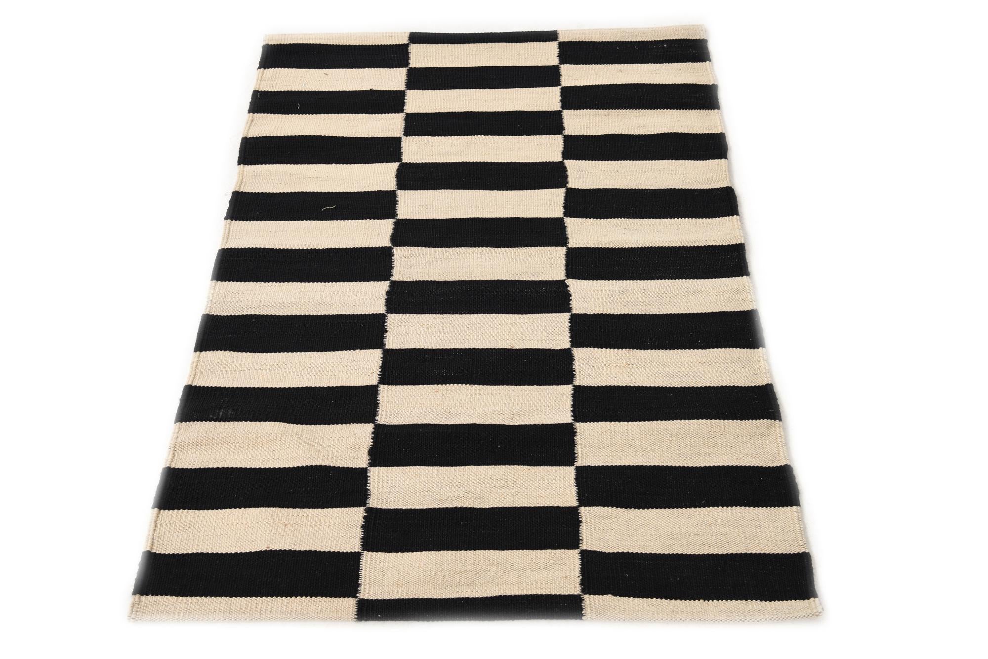 2' 8 x 3' 10 Hand Woven Kilim Modern Wool Rug