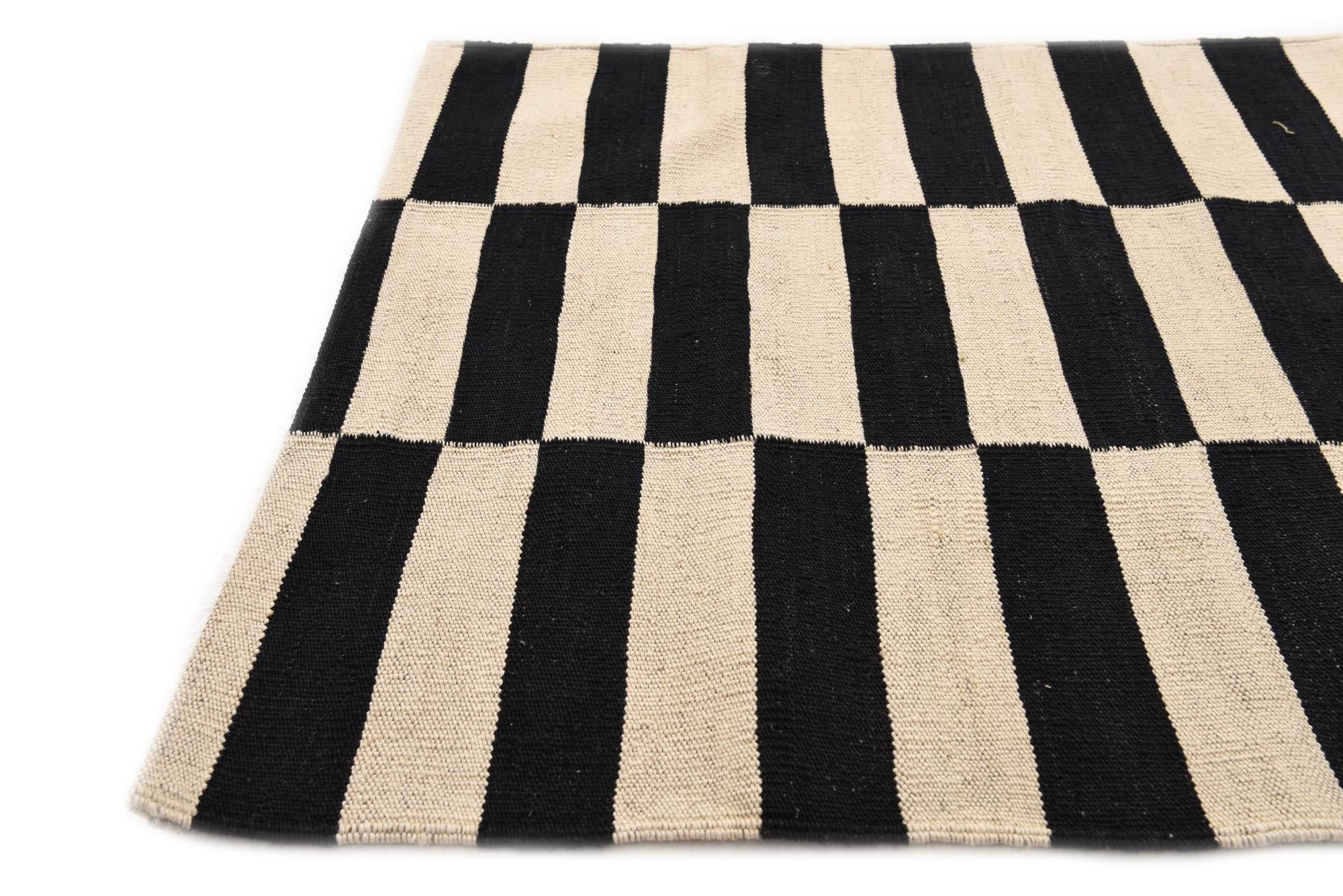 2' 8 x 3' 10 Hand Woven Kilim Modern Wool Rug
