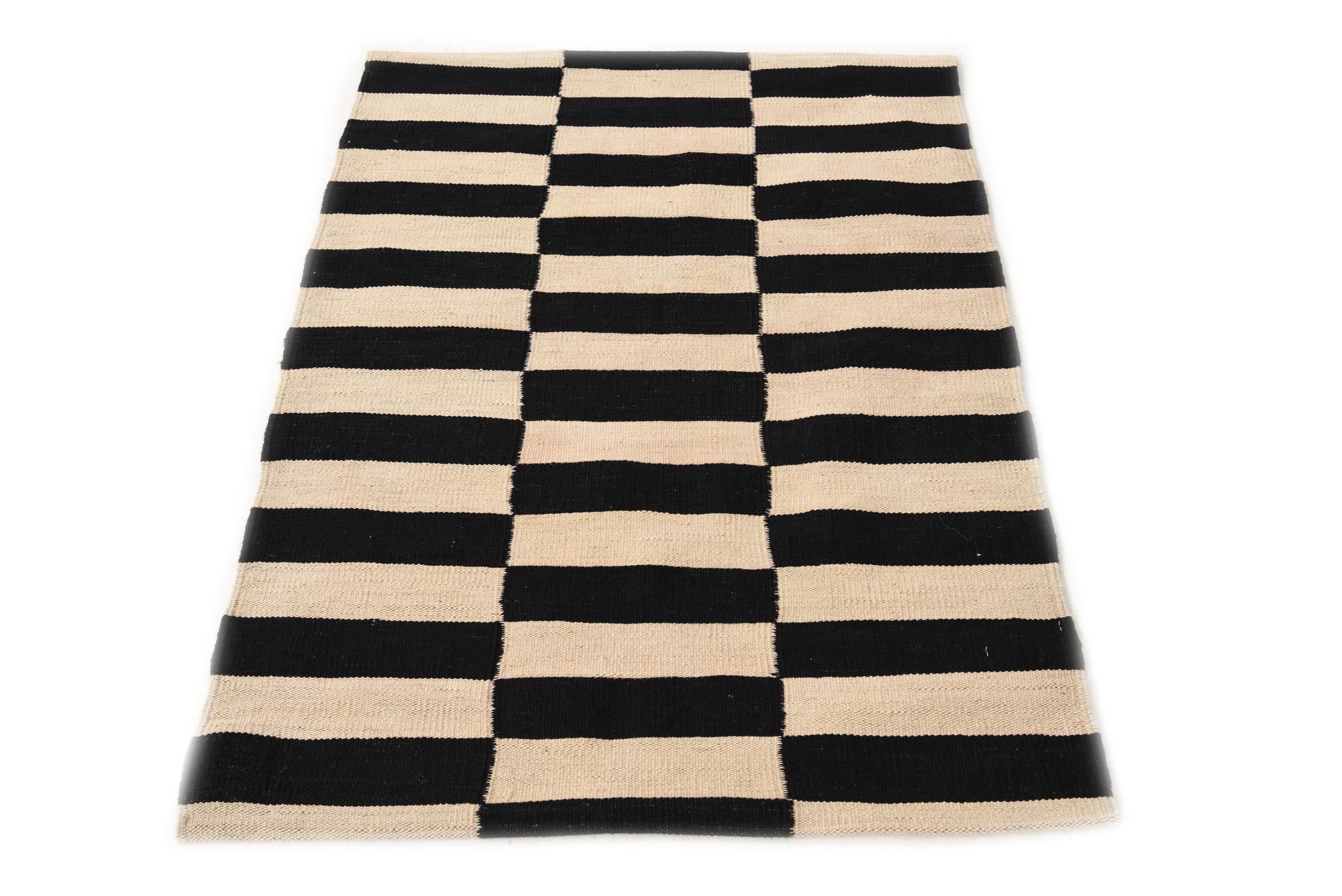 2' 8 x 3' 10 Hand Woven Kilim Modern Wool Rug