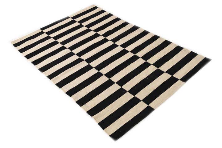 3' 4 x 4' 10 Hand Woven Kilim Modern Wool Rug