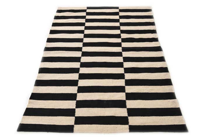3' 4 x 4' 10 Hand Woven Kilim Modern Wool Rug