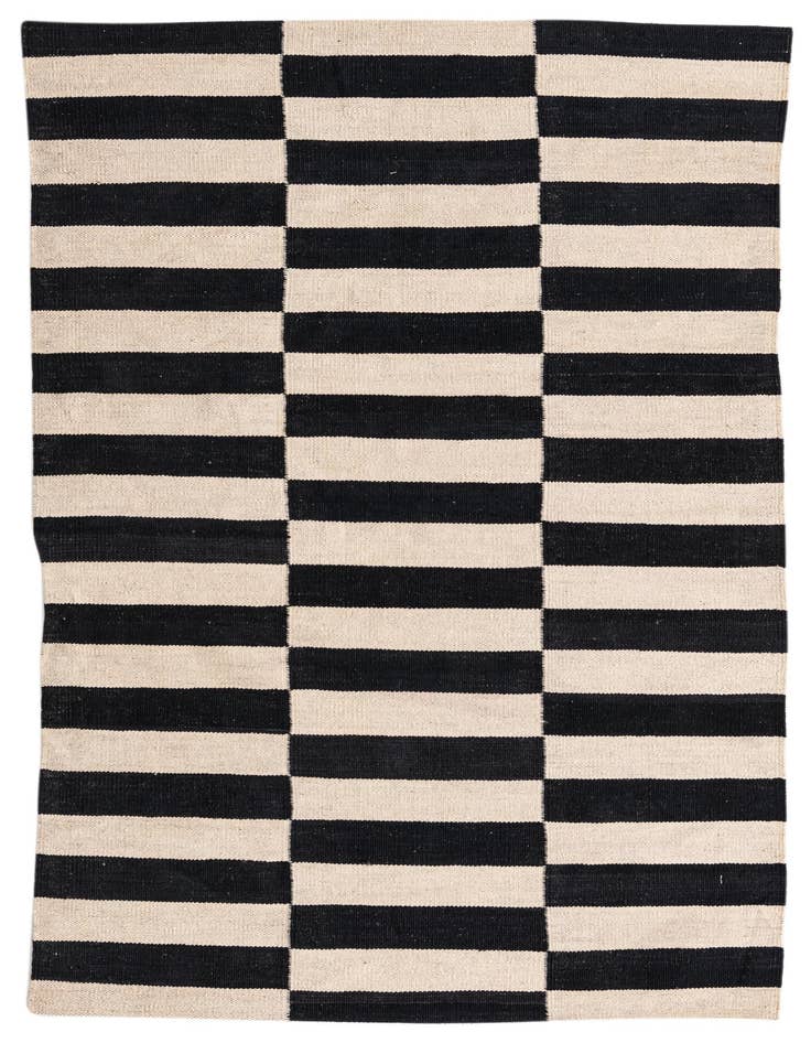 Detail image of 3' 4 x 4' 10 Hand Woven Kilim Modern Wool Rug