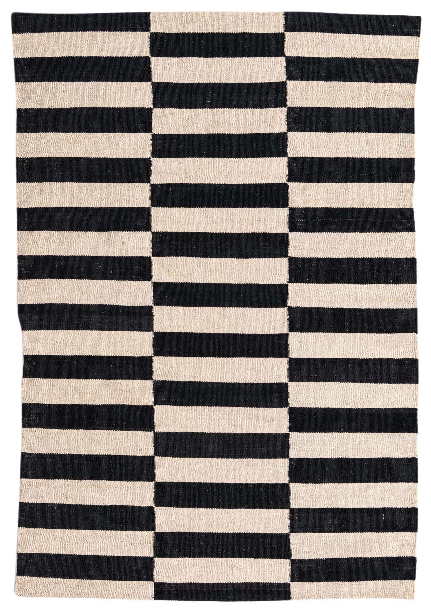 3' 4 x 4' 10 Hand Woven Kilim Modern Wool Rug