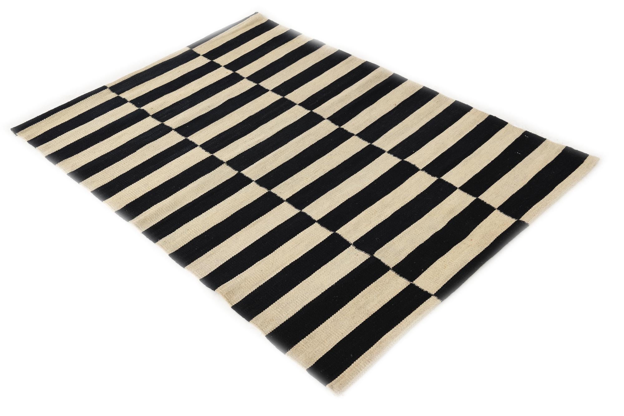 3' 4 x 4' 9 Hand Woven Kilim Modern Wool Rug