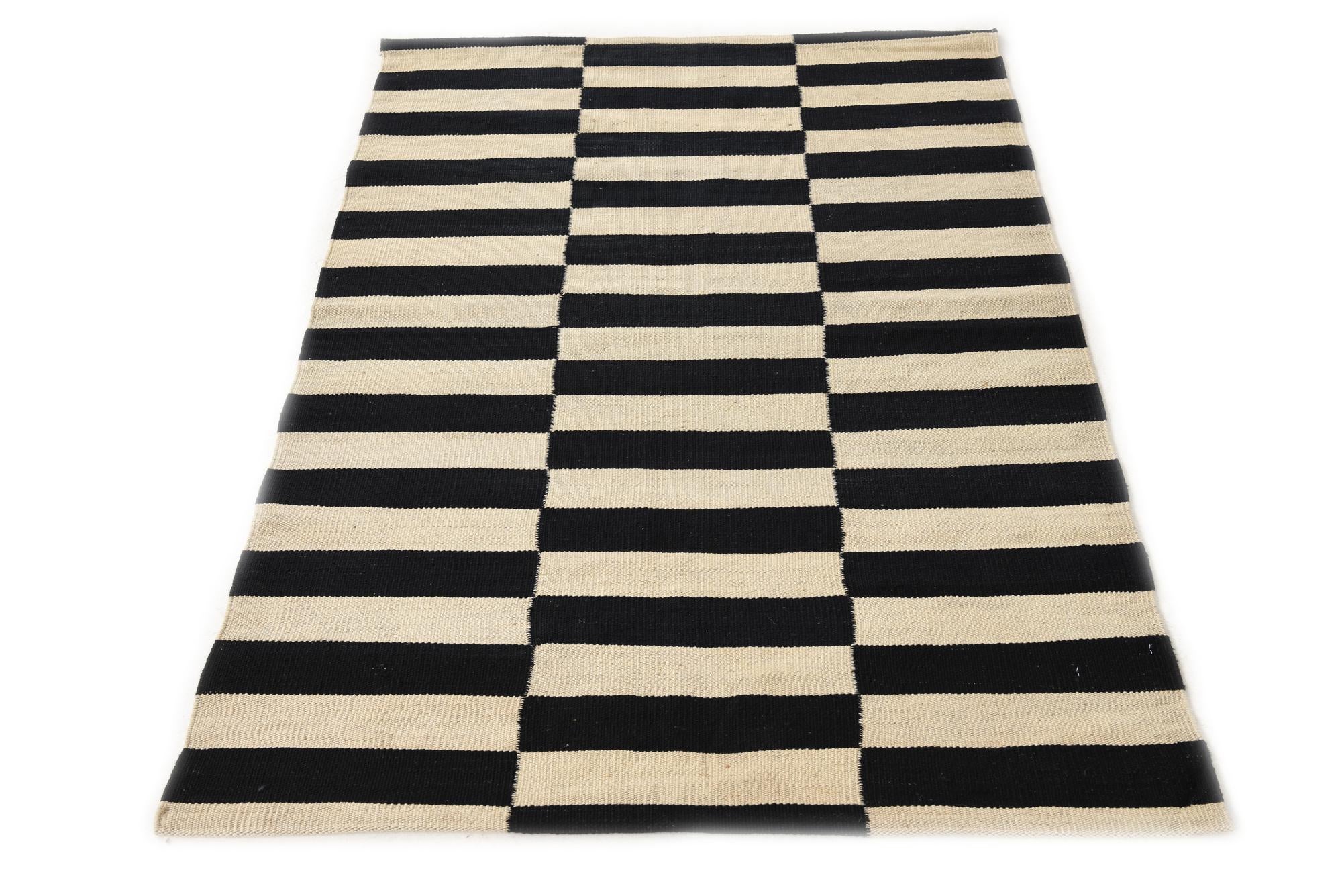 3' 4 x 4' 9 Hand Woven Kilim Modern Wool Rug