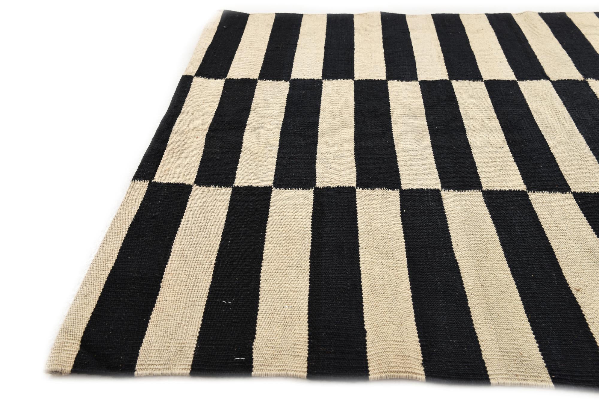 3' 4 x 4' 9 Hand Woven Kilim Modern Wool Rug