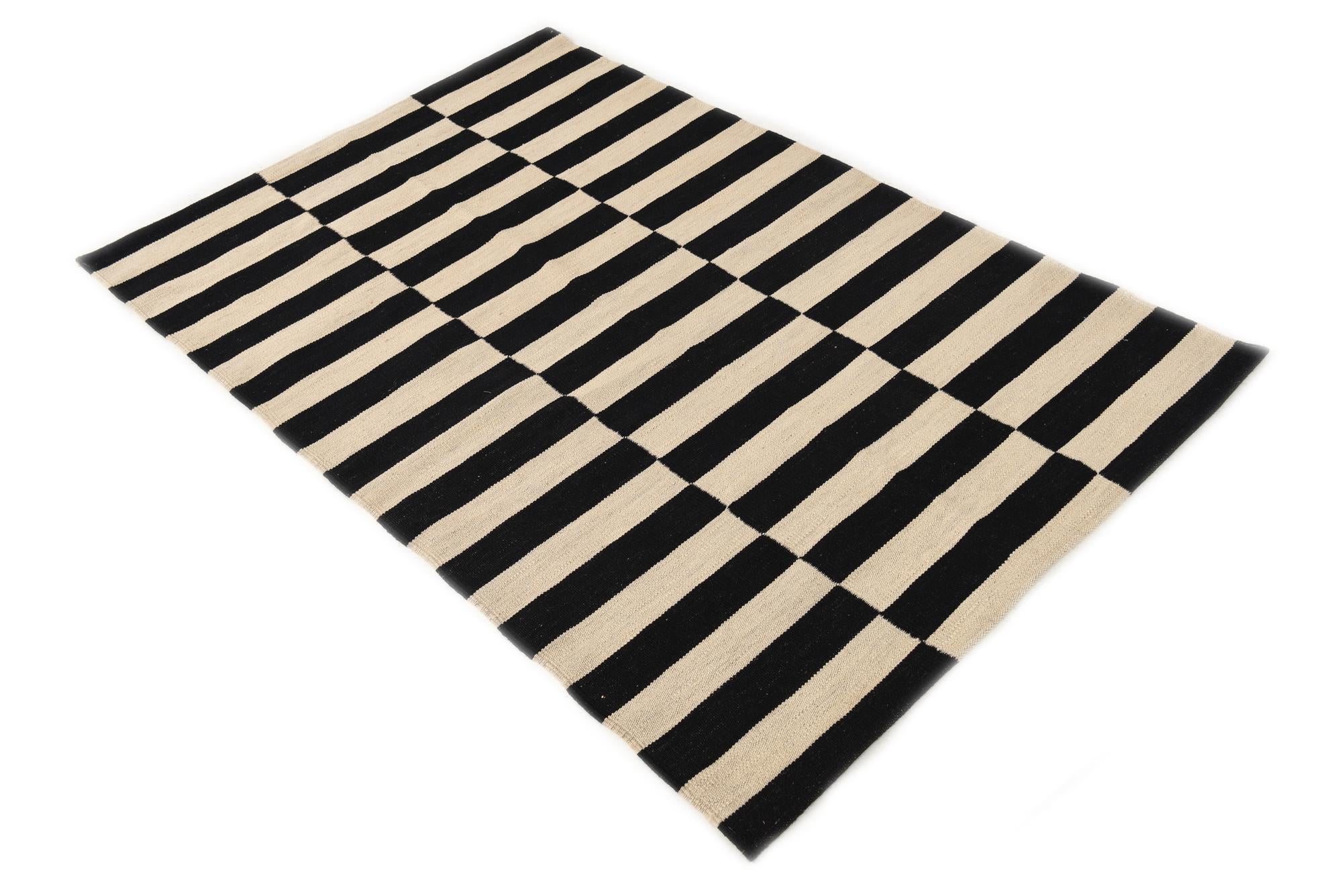 3' 4 x 5' 1 Hand Woven Kilim Modern Wool Rug