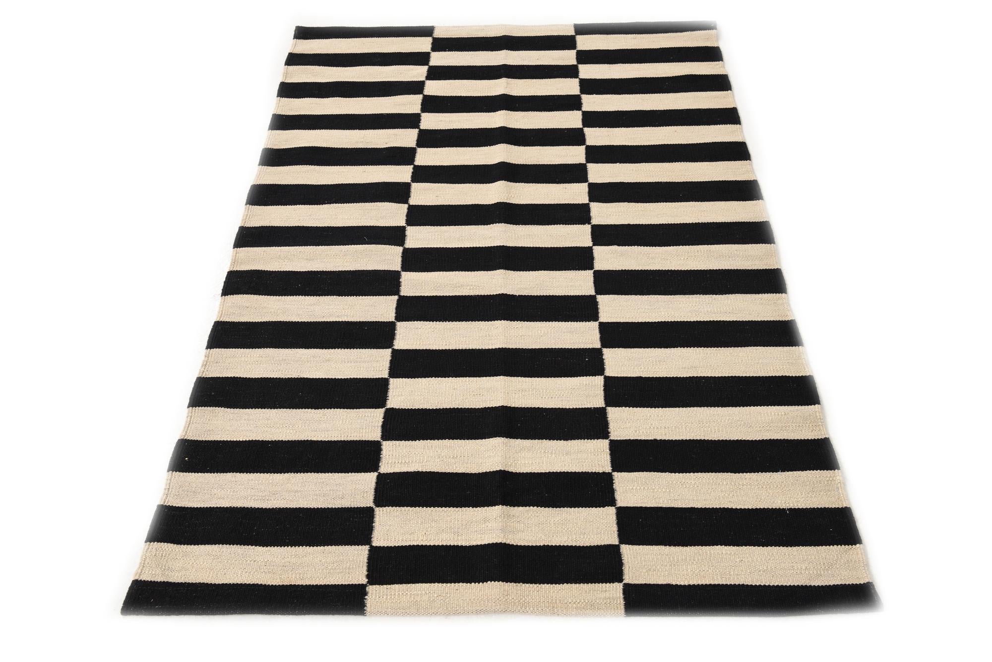 3' 4 x 5' 1 Hand Woven Kilim Modern Wool Rug