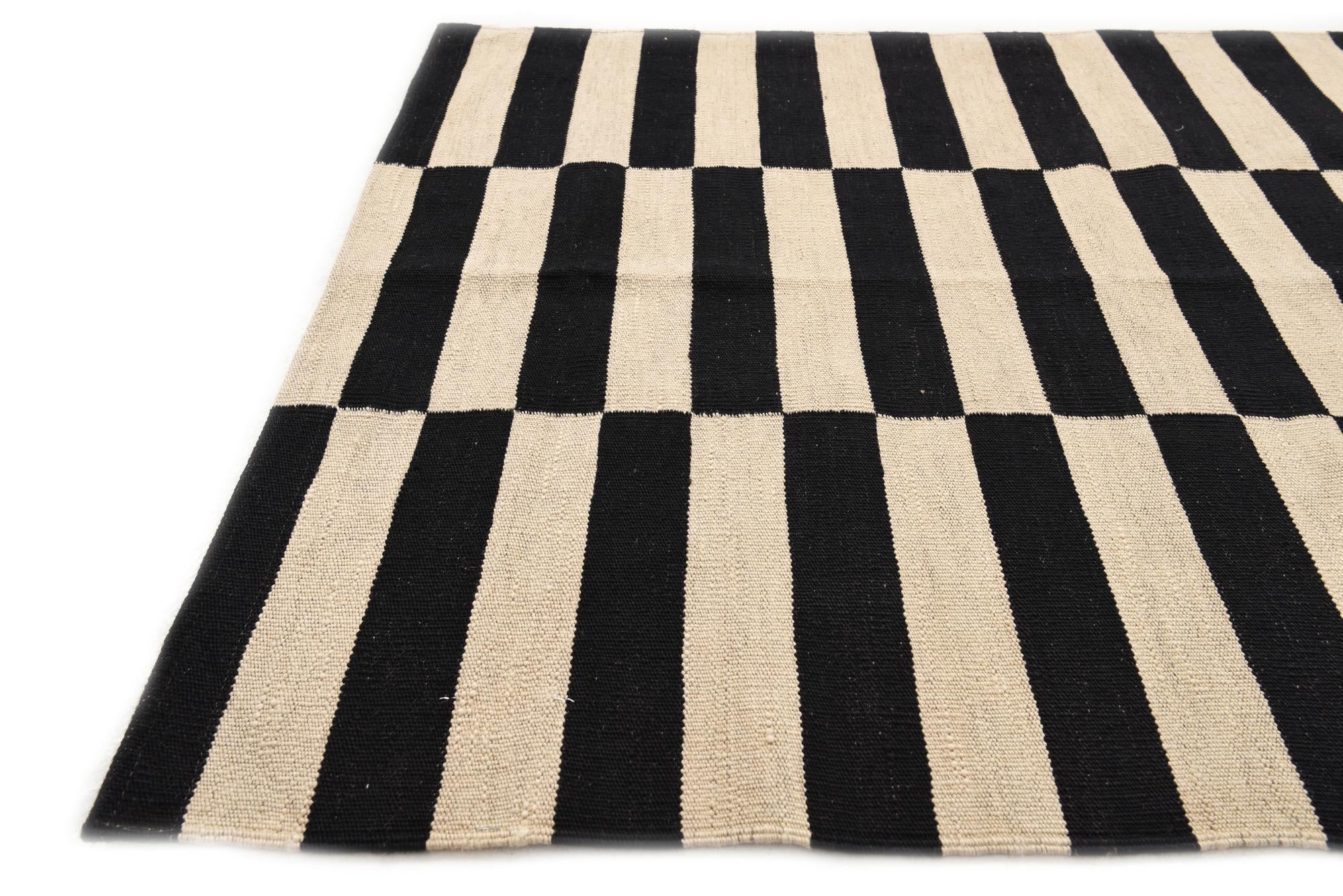 3' 4 x 5' 1 Hand Woven Kilim Modern Wool Rug