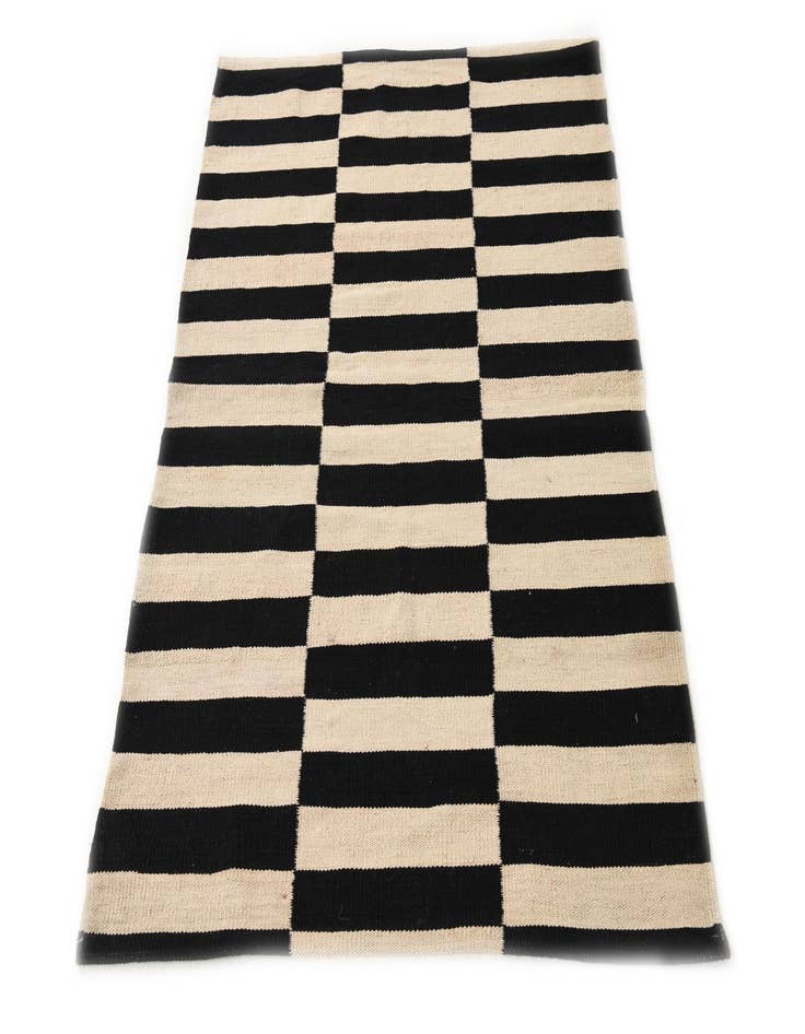 Detail image of 3' 4 x 4' 9  Hand Woven Kilim Modern Wool Rug