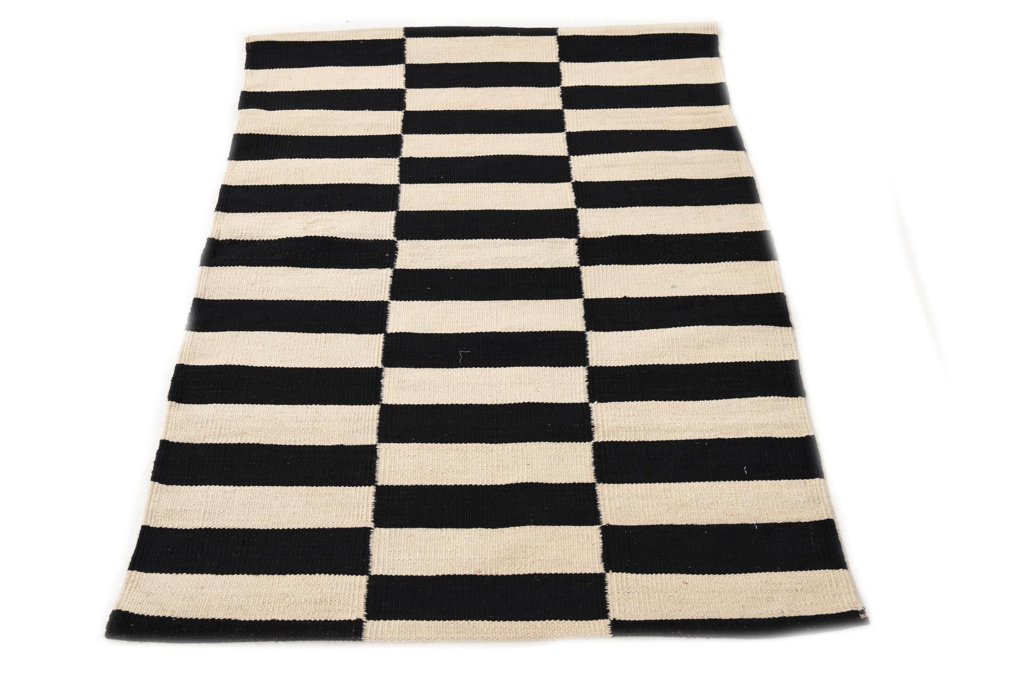 2' 8 x 3' 9 Hand Woven Kilim Modern Wool Rug