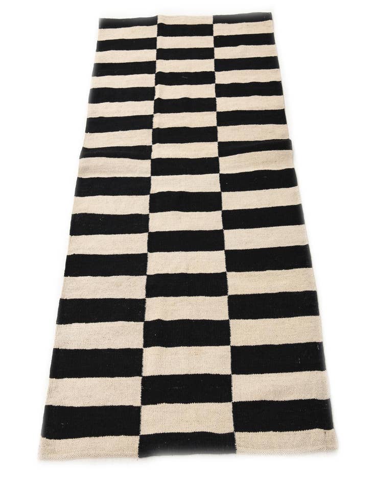 Detail image of 3' 4 x 4' 9  Hand Woven Kilim Modern Wool Rug