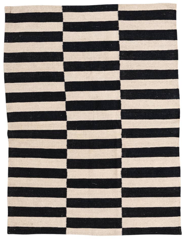 Detail image of 3' 4 x 4' 9 Hand Woven Kilim Modern Wool Rug