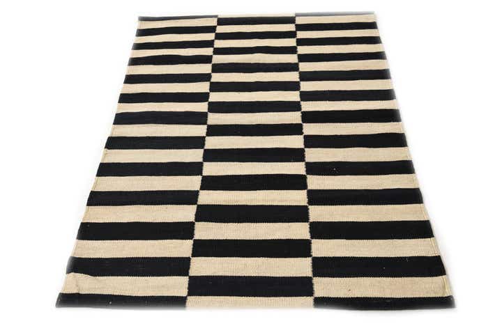 3' 4 x 4' 10 Hand Woven Kilim Modern Wool Rug