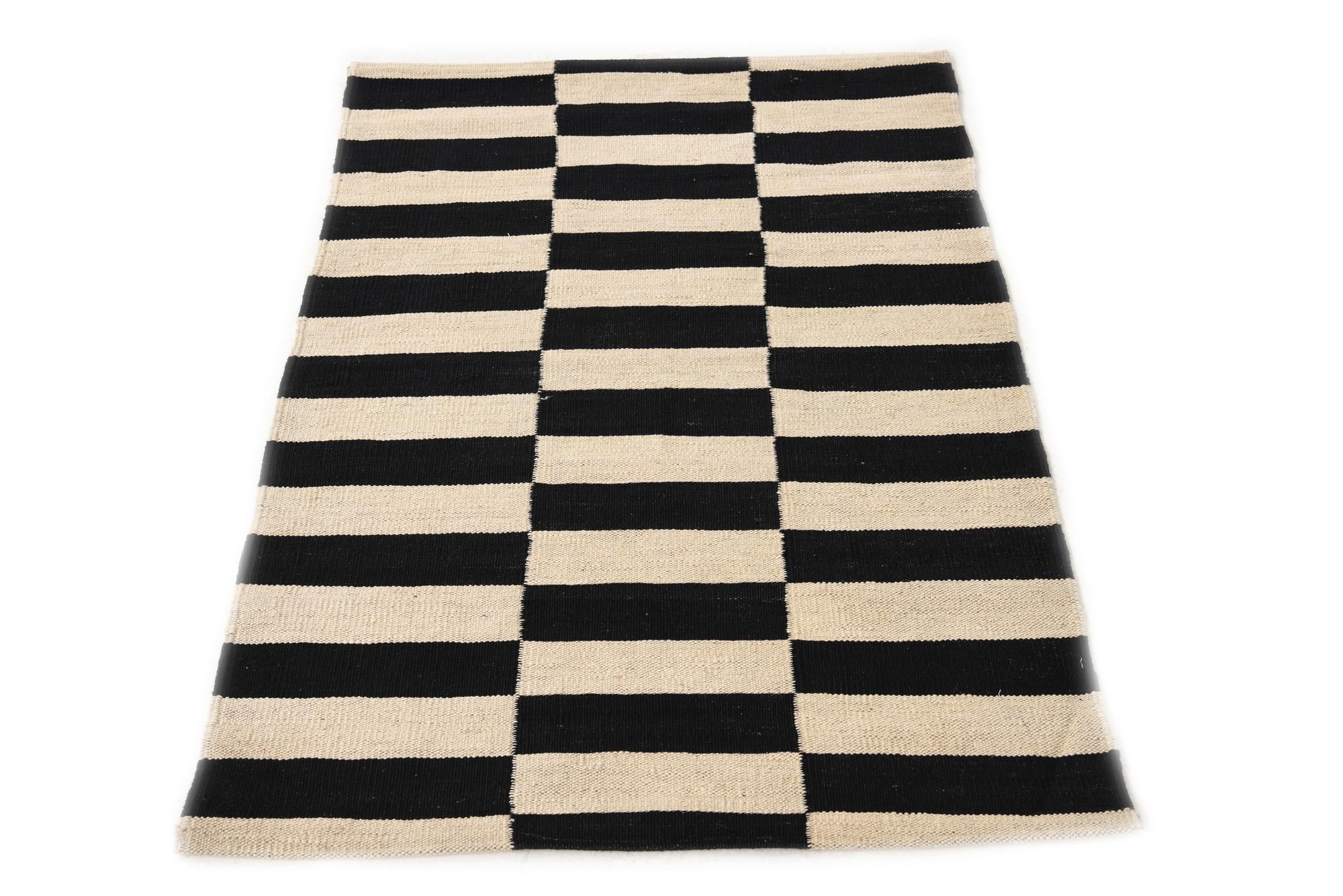 2' 8 x 3' 10 Hand Woven Kilim Modern Wool Rug