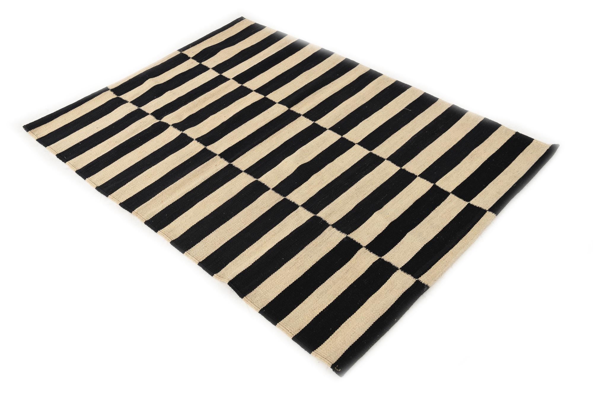 3' 2 x 4' 9 Hand Woven Kilim Modern Wool Rug