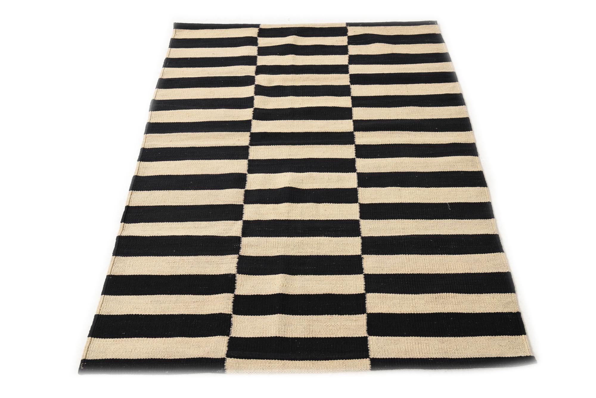 3' 2 x 4' 9 Hand Woven Kilim Modern Wool Rug