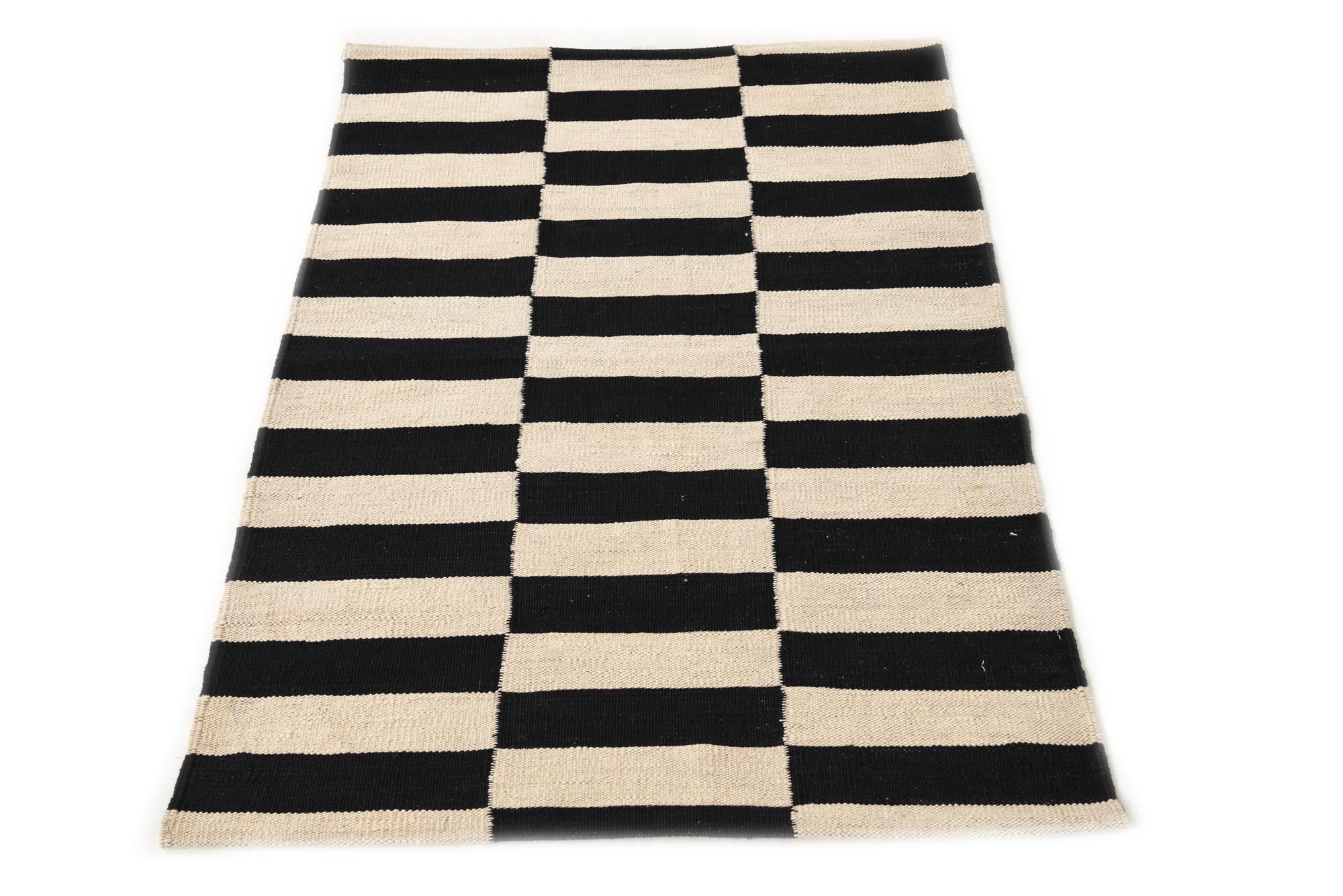 2' 8 x 3' 10 Hand Woven Kilim Modern Wool Rug
