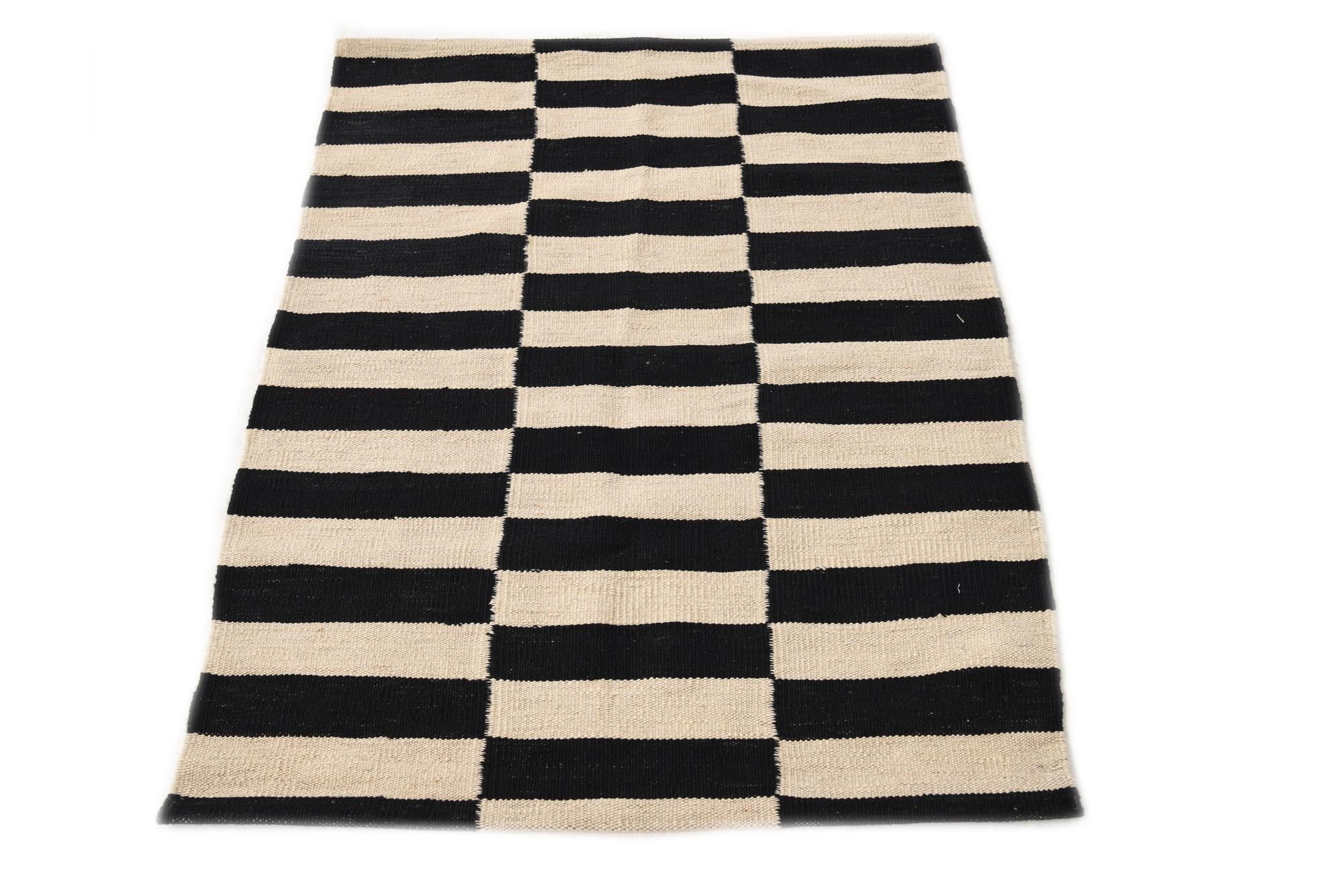 2' 8 x 3' 9 Hand Woven Kilim Modern Wool Rug