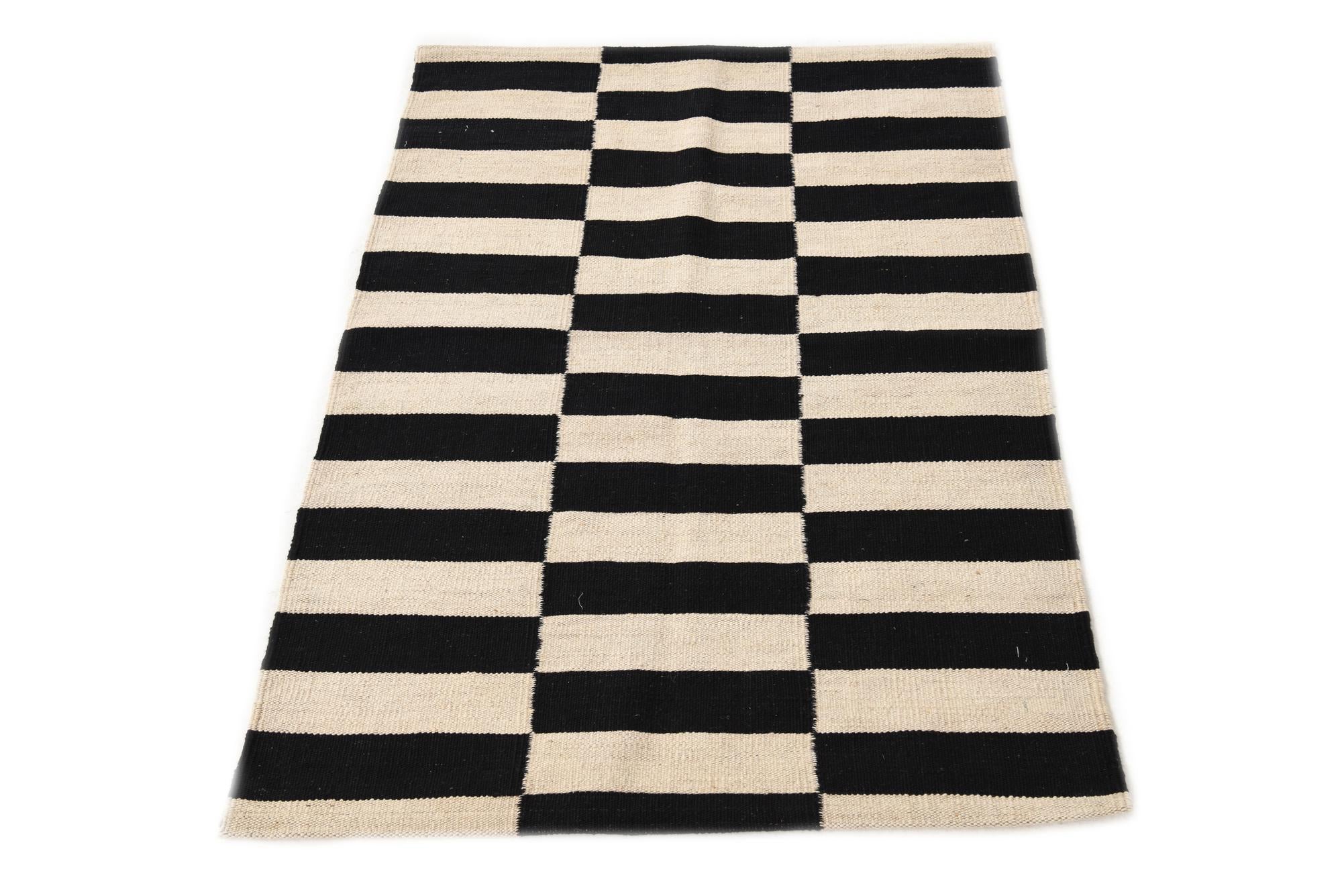 2' 8 x 3' 10 Hand Woven Kilim Modern Wool Rug