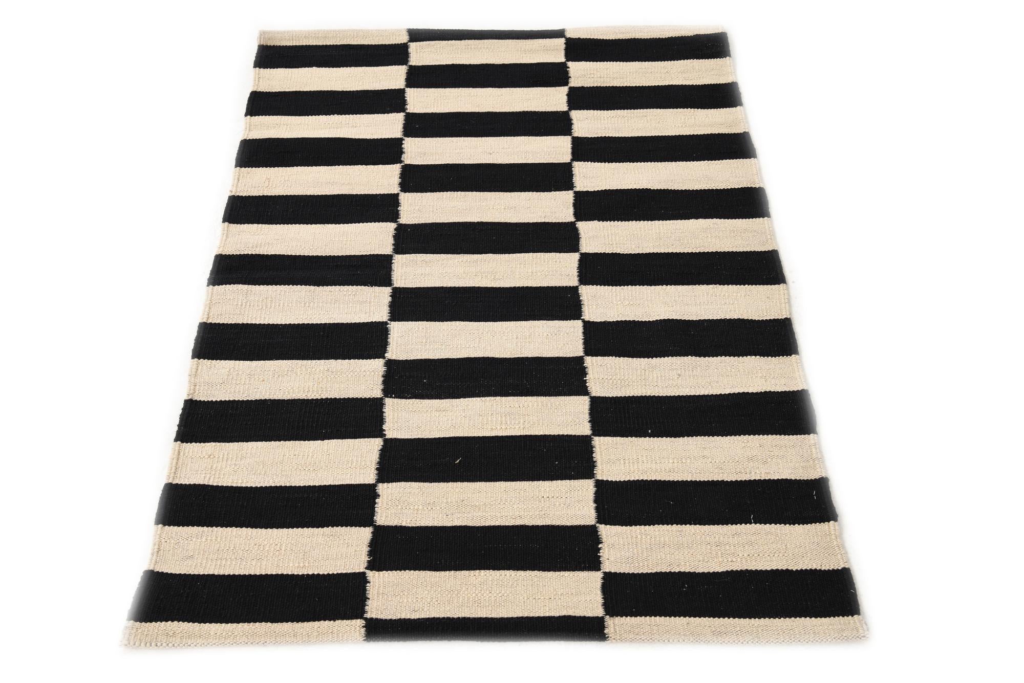 2' 8 x 3' 10 Hand Woven Kilim Modern Wool Rug