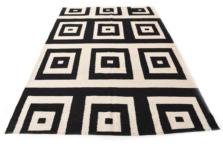7' x 9' 6 Hand Woven Kilim Modern Wool Rug
