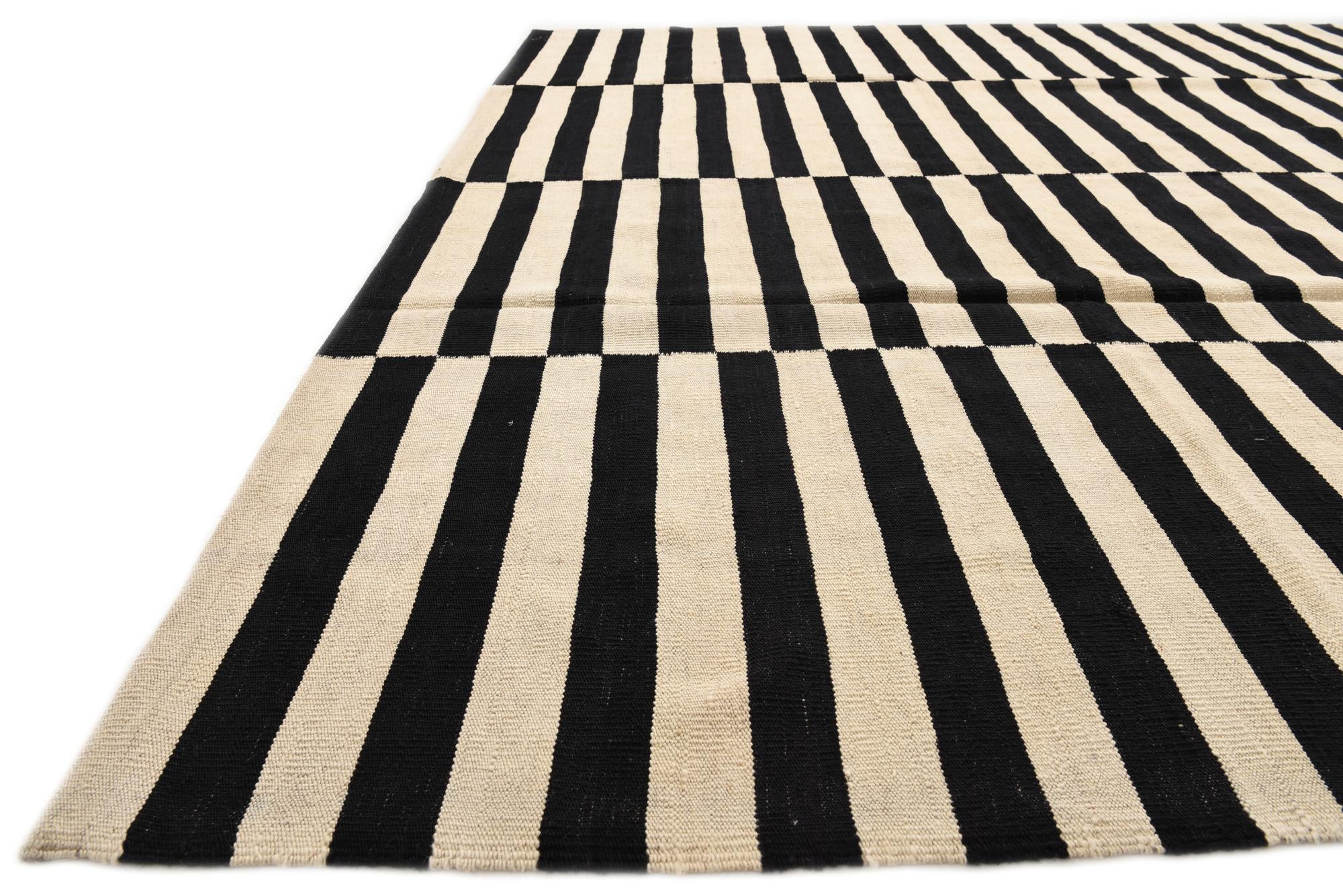 8' 2 x 11' 1 Hand Woven Kilim Modern Wool Rug