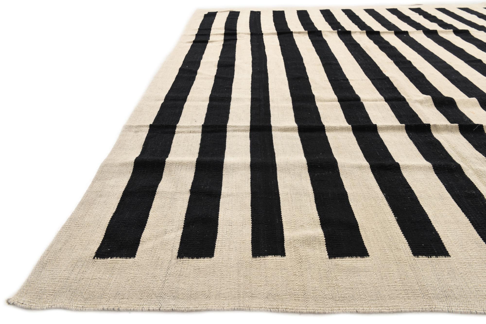 8' 3 x 9' 7 Hand Woven Kilim Modern Wool Rug