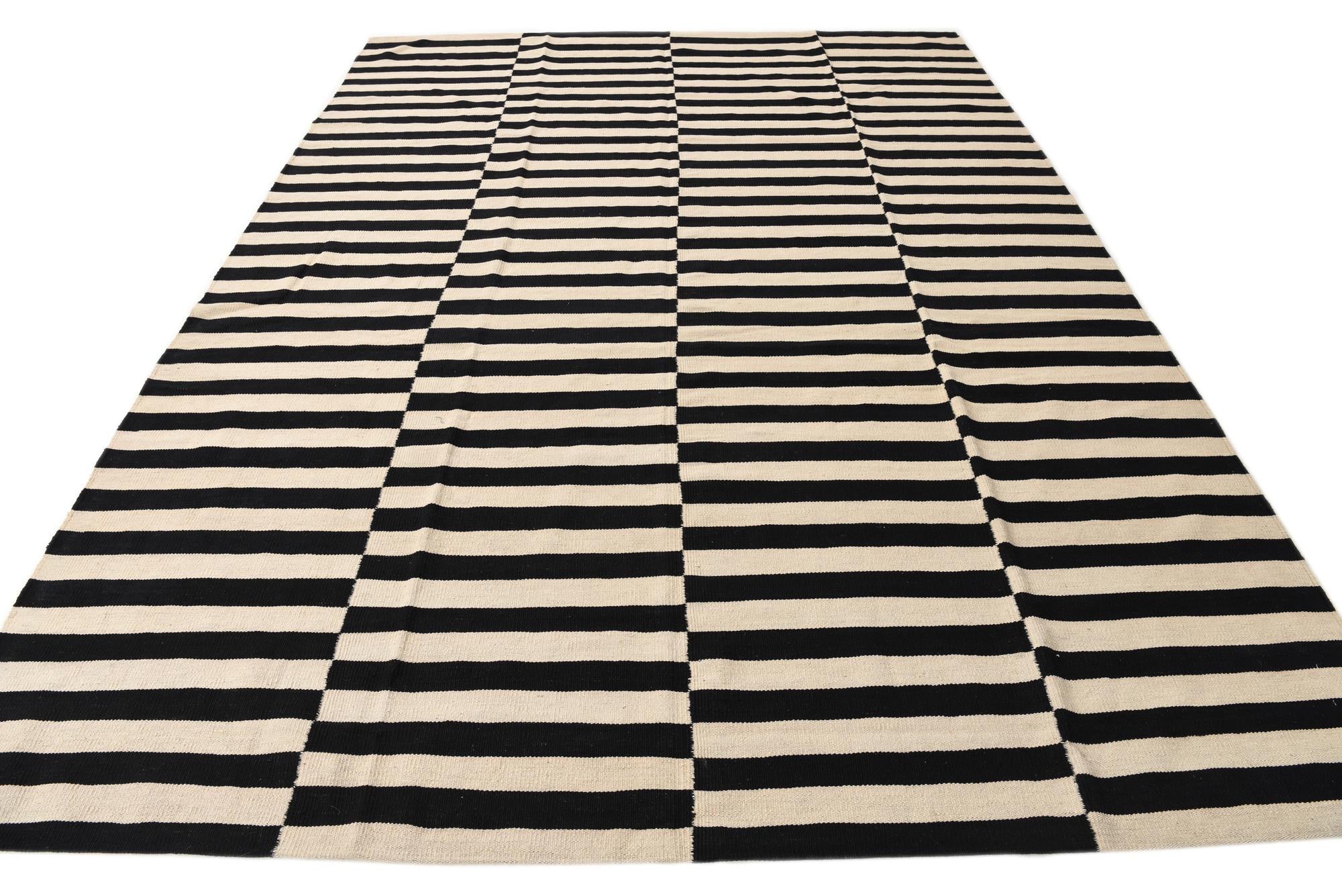 8' 2 x 11' 2 Hand Woven Kilim Modern Wool Rug
