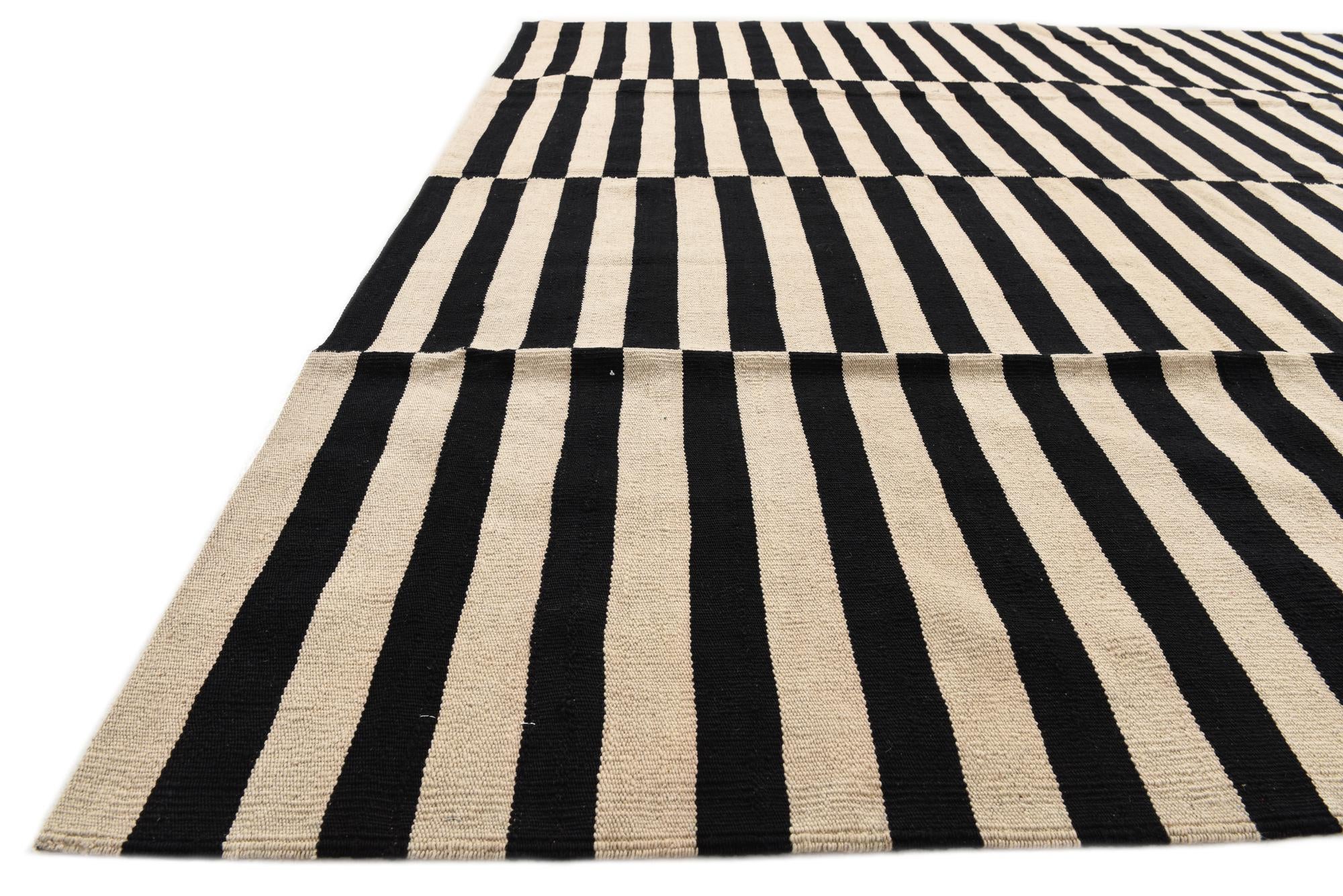 8' 2 x 11' 2 Hand Woven Kilim Modern Wool Rug