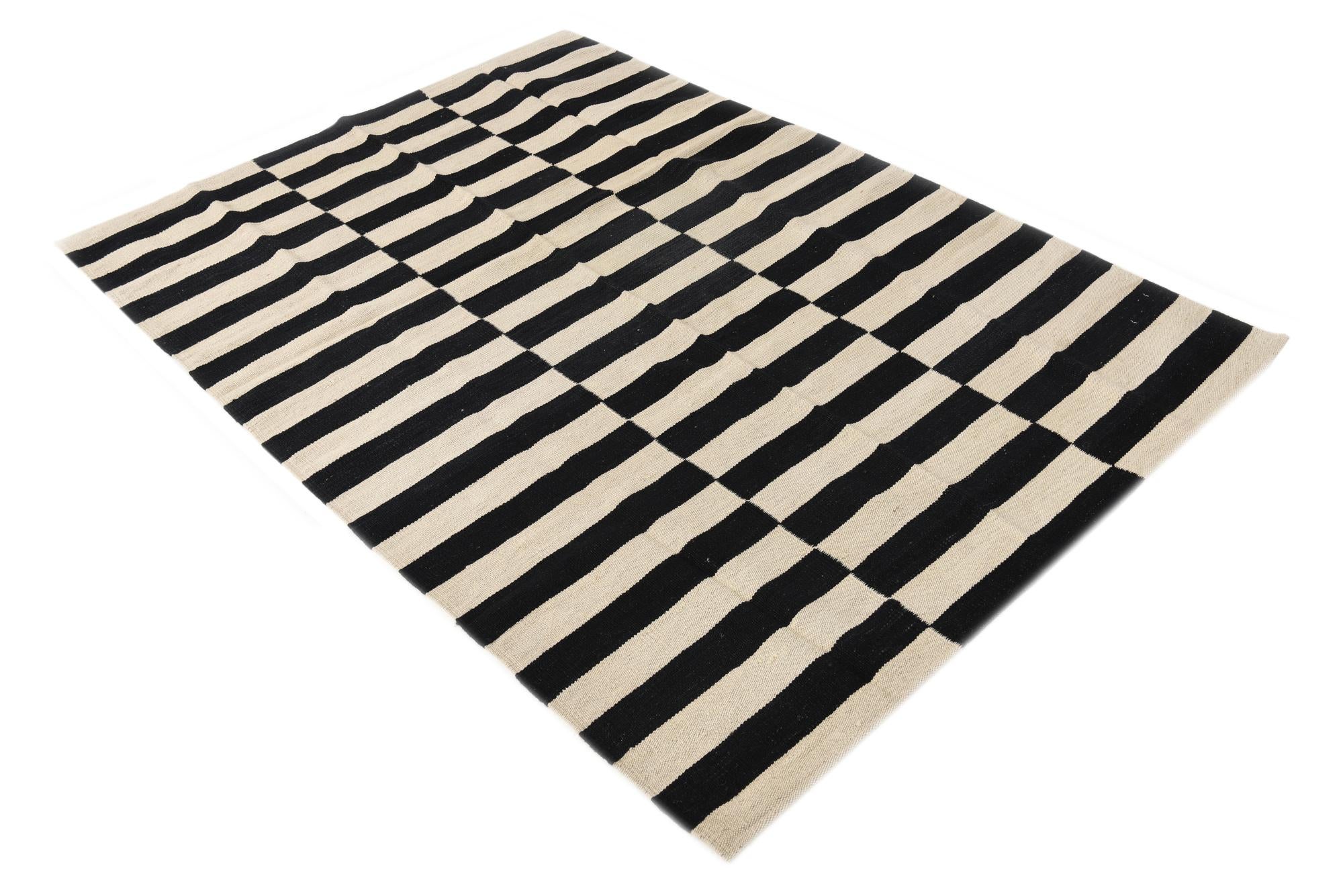 4' 2 x 5' 10 Hand Woven Kilim Modern Wool Rug