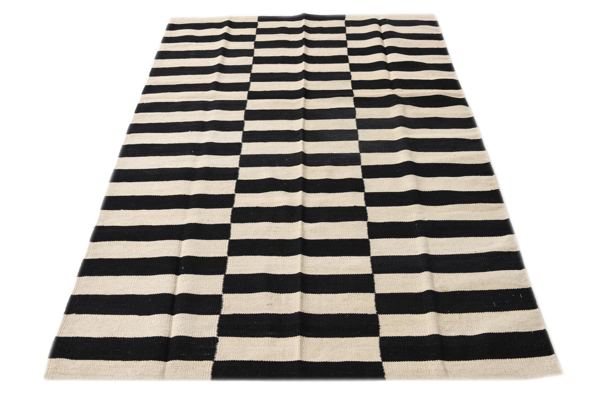 4' 2 x 5' 10 Hand Woven Kilim Modern Wool Rug
