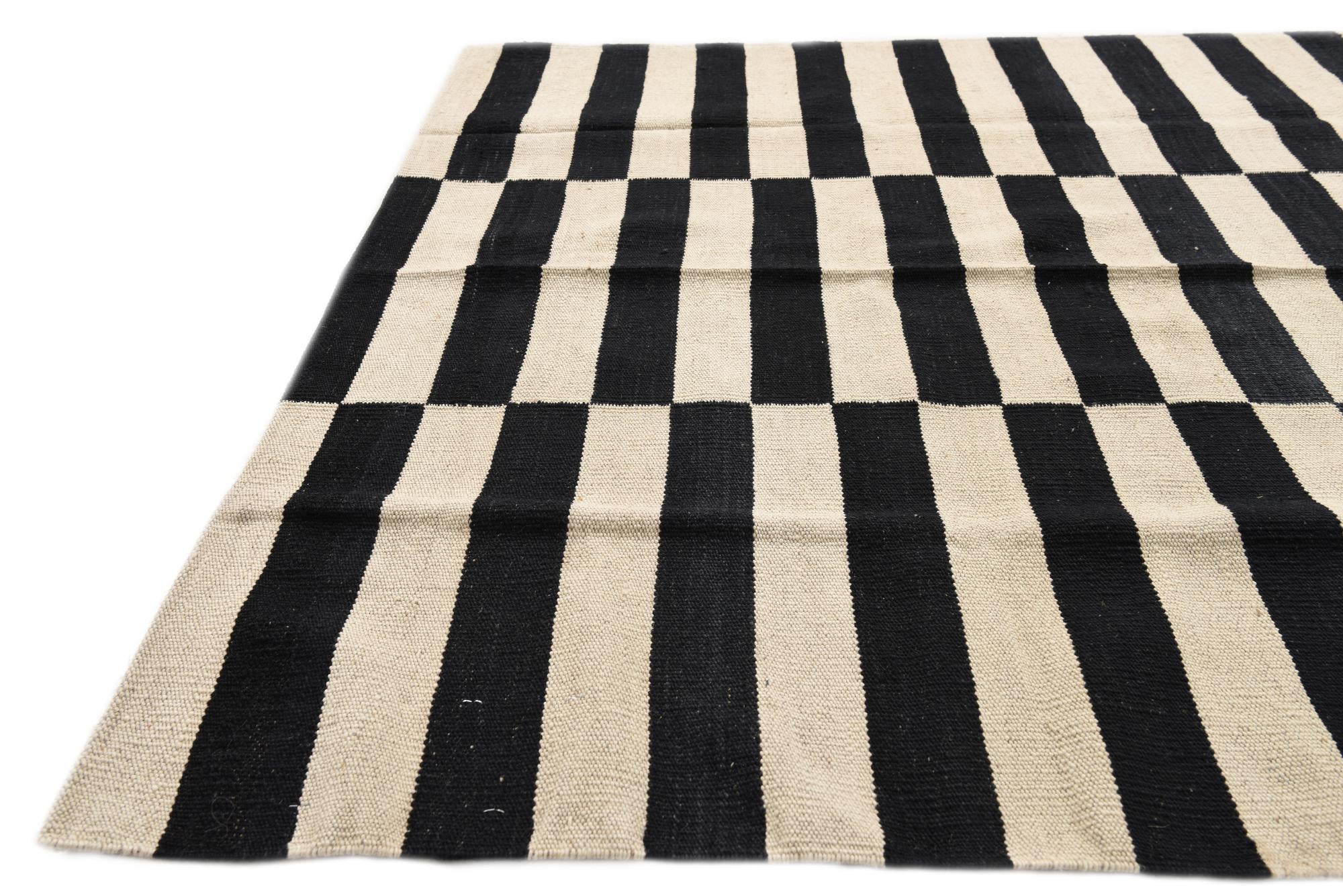 4' 2 x 5' 10 Hand Woven Kilim Modern Wool Rug