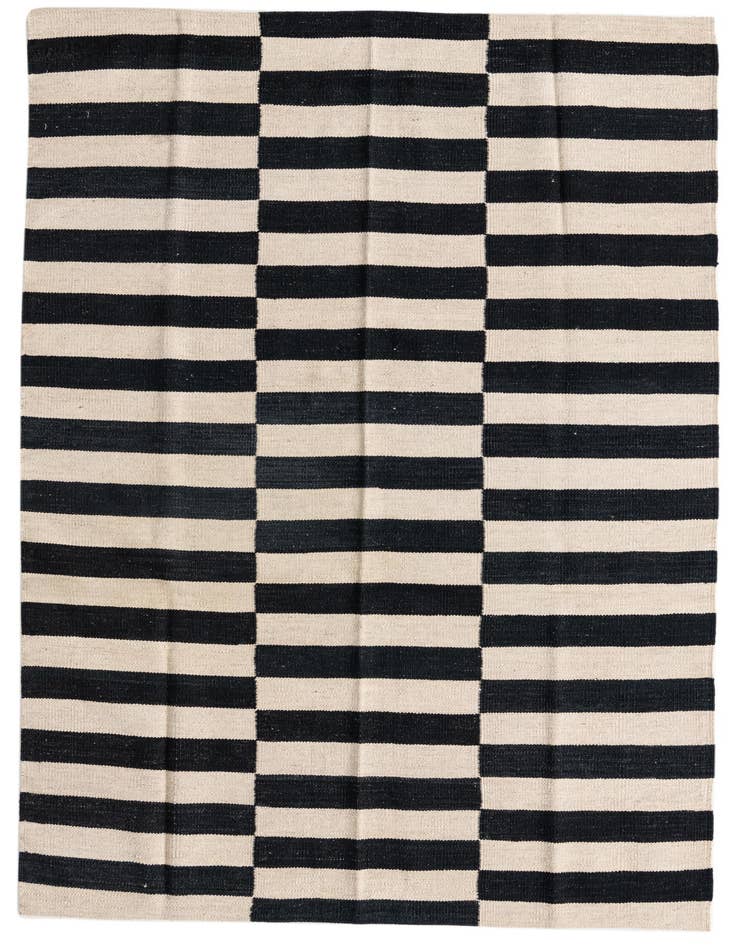 Detail image of 4' 2 x 5' 10 Hand Woven Kilim Modern Wool Rug