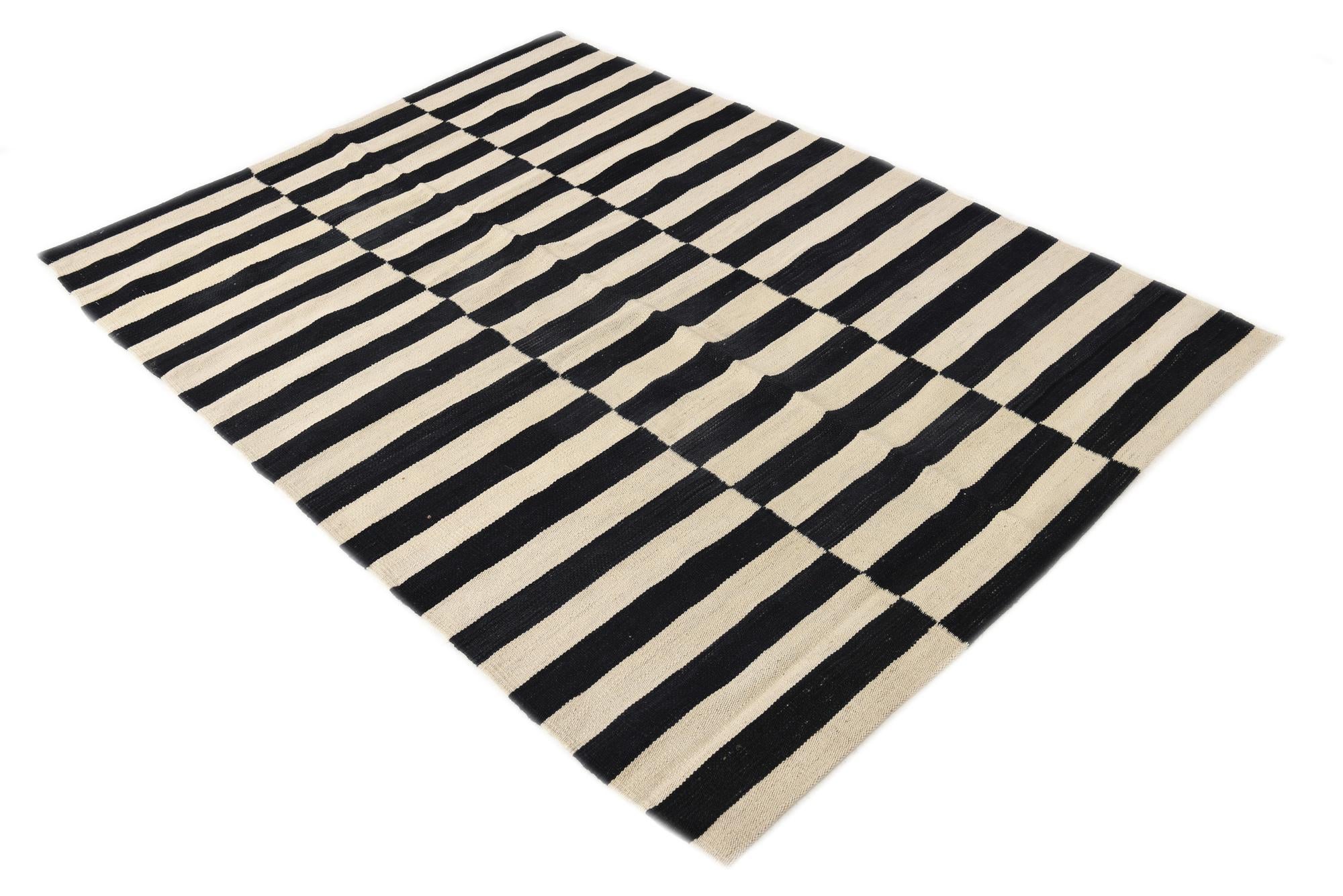 4' 2 x 5' 10 Hand Woven Kilim Modern Wool Rug