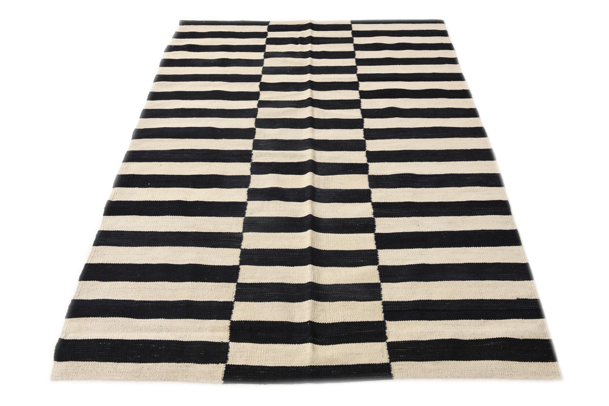 4' 2 x 5' 10 Hand Woven Kilim Modern Wool Rug