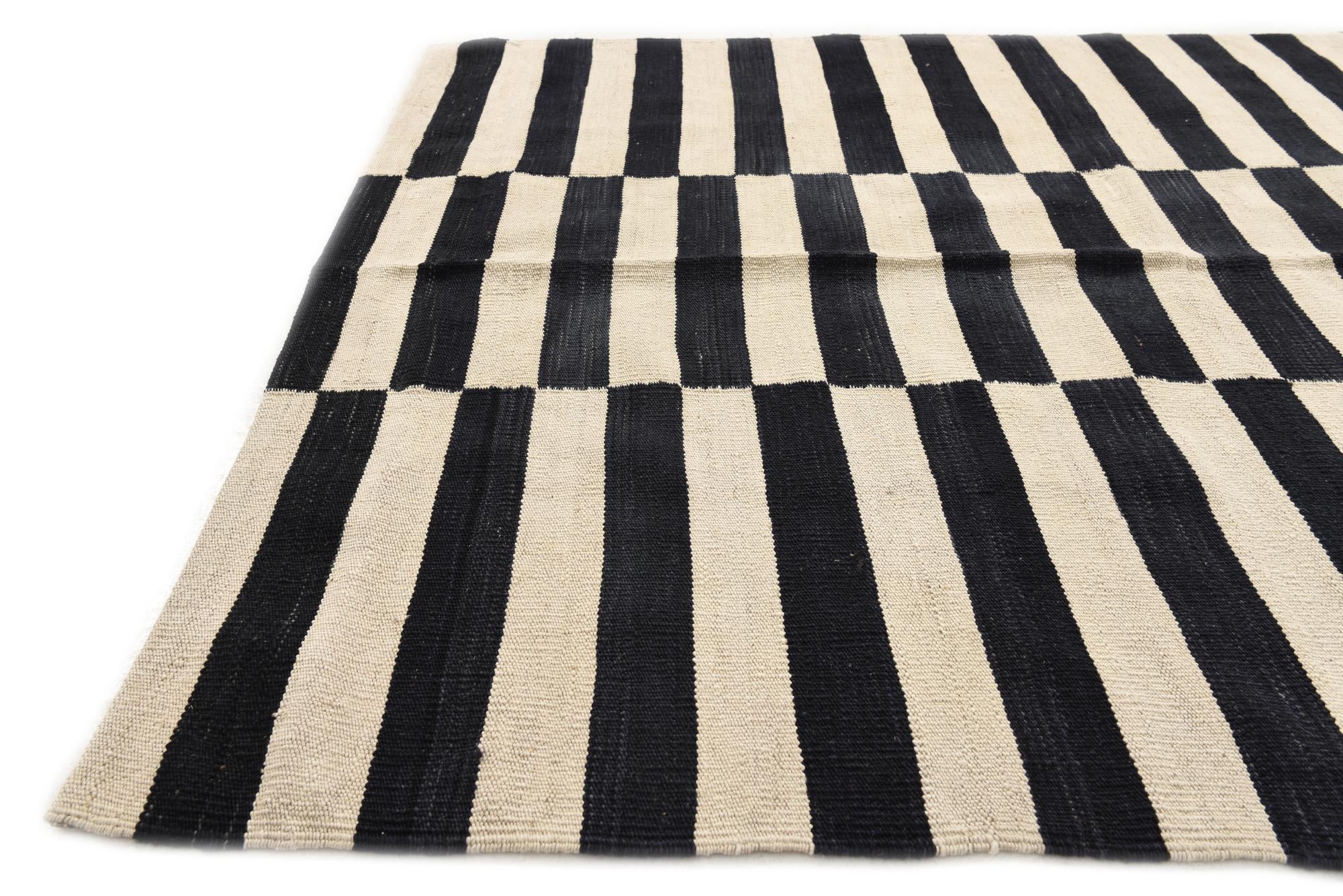 4' 2 x 5' 10 Hand Woven Kilim Modern Wool Rug