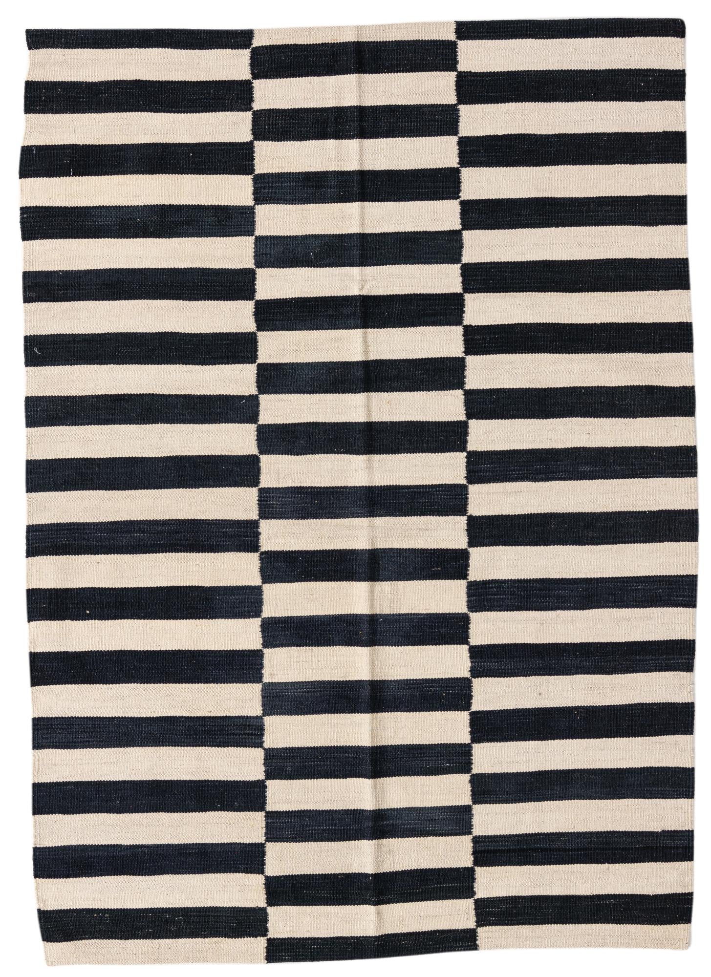 4' 2 x 5' 10 Hand Woven Kilim Modern Wool Rug